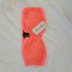 Neon Coral tube top bandeau bralette lace sz s